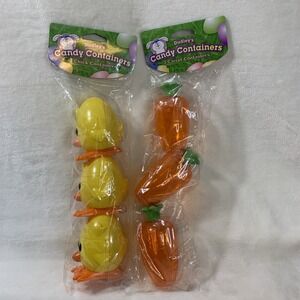2006 Dudley's Easter Egg Hunt Vtg Candy Containers Holders Carrots Chicks NEW